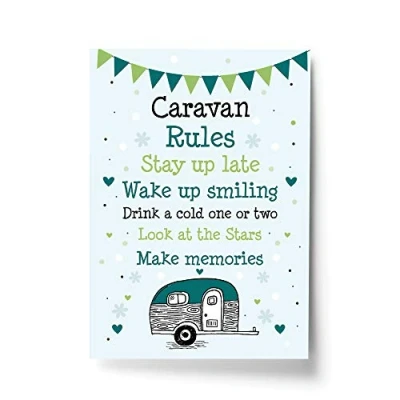 Image of RED OCEAN Caravan Rules Sign Novelty Print Retirement Gift For Friend Decor