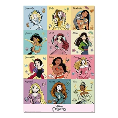 Image of Grupo Erik Disney Princess Brush Strokes Poster 36 x 24 inches / 91.5 61 cm Shipped Rolled Up Cool Posters Art &amp; Prints Wall