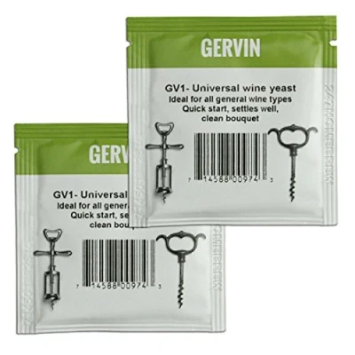 Image of 2x Gervin Wine Yeast GV1 #1 Green Label General Purpose White &amp; Red 5g 23L