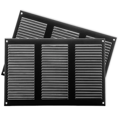 Image of 2 Pack 12&quot; x 8&quot; Inch / 300 200 mm Black Air Vent Cover Steel Grilles for Ceiling and Sidewall HVAC with Insect Protection Screen (11.81&#039;&#039;x7.87&#039;&#039; Inch, Black)