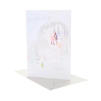 Image of UK Greetings Christmas Card for Wife Beautiful Snow Scene Design