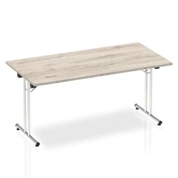 Image of Impulse 1600mm Folding Rectangular Table Grey Oak Top