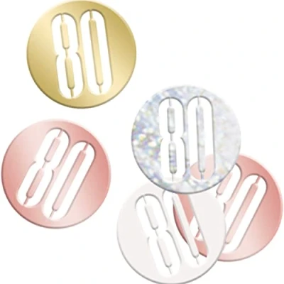 Image of Unique 84953 Birthday Confetti Cutouts 5 oz. Glittery Rosegold 1 pack, Rose Gold, Age 80