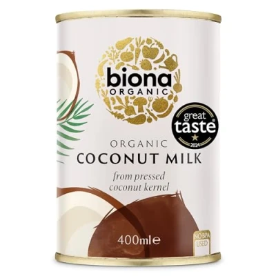 Image of Biona Organic Coconut Milk 400 ml, Pack of 6 Great Taste Award 2024 Winner Dairy Free, Naturally Vegan Pressed from Kernels For Cooking and Baking Alternative