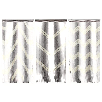 Image of JVL 11 087 Provence Hanging Wooden Beaded Door Curtain Screen, Green, 90 x 180 cm