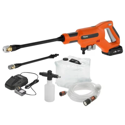 Image of Flymo EasiClean Li Plus Portable Pressure Cleaner 18V Battery with Charger, 200l/h Flow Rate, 6m Hose Length, 3 Nozzle Attachments, Foam Dispenser, 20L Collapsible Water Tank