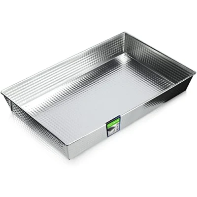 Image of KADAX Baking Tray, Non Stick Pan with High Edges, Rectangular Tin Coating, Metal Tray for Cakes, Biscuits, Lasagne (40 x 25.5 cm, Silver)