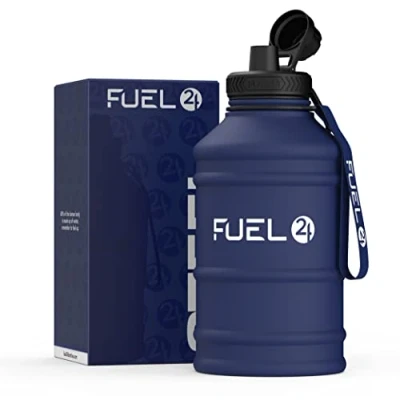Image of Fuel24 1.3L/2.2L Water Bottle Metal STRONG, Drop &amp; Leakproof BPA free 2L 1L Stainless Steel (1 Litre) Large Gym Bottles for Men, Sports Bottle, Travel, Hiking