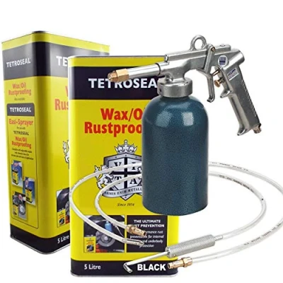 Image of Tetroseal BLACK WaxOil Rustproof Protector 10L Protection Wax/Oil [2 x 5Litre Can] Powerful heavy duty rust preventative + SG18 Air Operated Injection Gun Lances