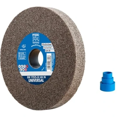 Image of PFERD 39009709 Sanding Disc 175 x 25 32 mm Universal Grain Size 36 Normal Corundum with Integrated Reducing Sleeves (25/20/16 mm)