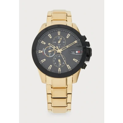 Image of Tommy Hilfiger Jameson Chronograph watch black/goldcoloured, Men&#039;s, Size: One Size, Black/gold/coloured