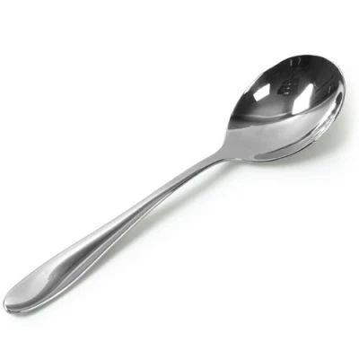 Image of Genware Saffron Cutlery Dessert Spoon Pack of 12 Stainless Steel Spoon,