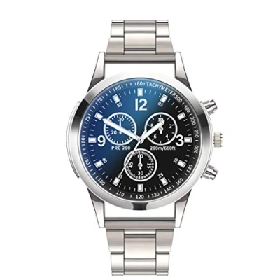 Image of HULKAY Mens Watches Multifunction Chronograph Stainless Steel Waterproof Date Analog Quartz Watch Business Casual Fashion Wrist for Men(A,One Size)