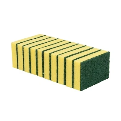 Image of Purely Smile Sponge Back Scourer Yellow/Green Pack of 10