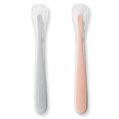 Image of Skip Hop 2 Pack Easy Feed Spoons Grey and Soft Coral, of