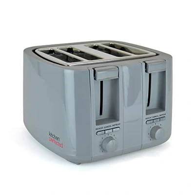 Image of KitchenPerfected 4 Slice Wide Slot Toaster, 7 Browning Settings, Defrost/Reheat/Cancel, High Lift, Centralisation Even Toasting Anthracite Grey E2115GR