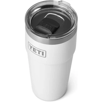 Image of YETI Rambler Cup, Vacuum Insulated Stainless Steel Stackable Cup with Magslider Lid, White, 20 oz (591 ml)