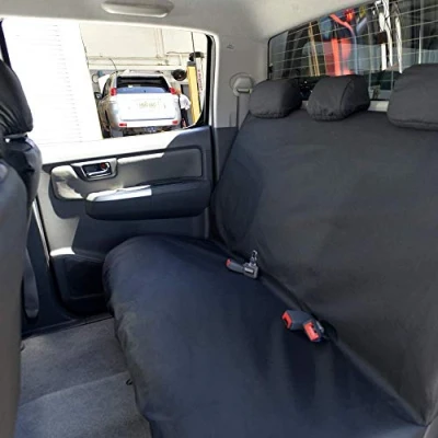 Image of UK Custom Covers SC140B EM Tailored Heavy Duty Waterproof Rear Seat Black INCLUDES EMBROIDERY To Fit Toyota Hilux 2005 2016