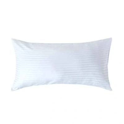 Image of HOMESCAPES White Pure Egyptian Cotton King Size Pillowcase 330 TC 500 Thread Count Percale Equivalent Satin Stripe Housewife Pillow Case Pack of 2