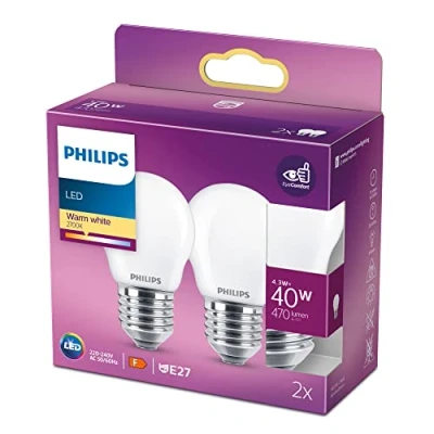 Image of Philips LED Premium Classic Lustre Light Bulb [E27 Edison Screw] 4.3W 40W Equivalent, Warm White (2700K), Non Dimmable