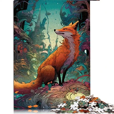 Image of Jigsaws 1000 Pieces for Adults fox Jigsaw puzzles Cardboard Challenging Game （Size 26x38cm）
