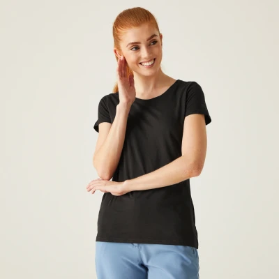 Image of Regatta Technical Short Sleeve T Shirt 100% Cotton Carlie with Printed Shirts/Polos/Jackets Woman Black