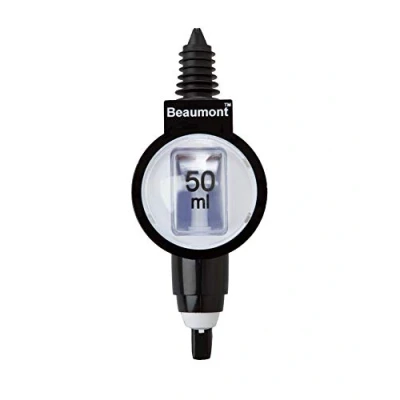 Image of Beaumont Bar Optics 50 ml, Black &amp; White, ml for Spirits, Tight Rubber Seal, Measurement Window Monitored Dispensing, Use With a Wide Variety of Bottles, T416