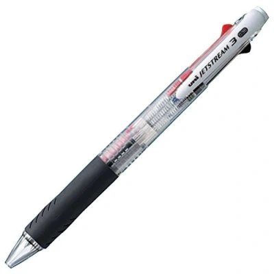 Image of Uni Ballpoint Pen Jetstream 3 Color Black, Red, Blue Ink 0.38mm, Transparent (SXE340038.T)