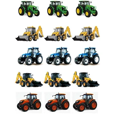 Image of Top That 1 Premium Edible Wafer Paper Cake Topper with 15 Tractors and Diggers