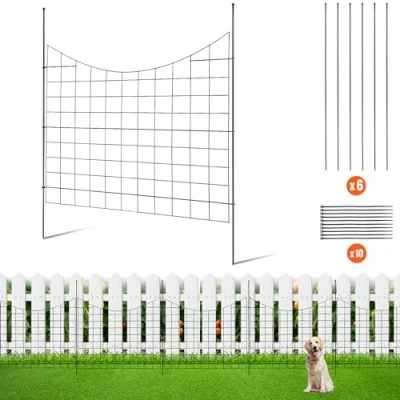 Image of VEVOR 635x750 5 Dig 36.6&#039;&#039;(H) x29.5&#039;&#039;(L) Animal Barrier, Underground Decorative Garden 2.5 inch Spike Spacing, Metal Dog Fence for The Yard and Outdoor Patio, Pack, Black, 93cm(H) x3.7m(L)