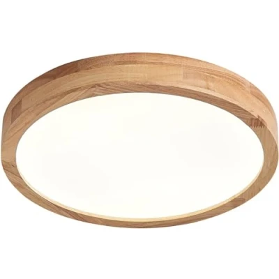 Image of Schindora Wooden LED Ceiling Light,20W Neutral White 4500K 1600 LM,Round Wood Lights Ø30cm for Lounge Living Room Kitchen Dining Hallway Home Office Children&#039;s