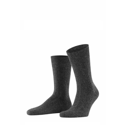 Image of FALKE Men&#039;s Lhasa Rib M So Wool Cashmere Plain 1 Pair Socks, Grey Anthracite Melange 3080, 5.5 8