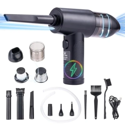 Image of TOPWAY 2 in 1 Compressed Air Duster &amp; Vacuum Cleaner, 6000mAh Rechargeable Cordless Dust Cleaner Blower 51000RPM, 3 Speeds, for PC Keyboard Electronics Car Pet Hair Household Cleaning