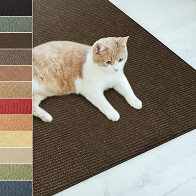 Image of Sisal Cat Scratching Mat, Large Scratch Mat (Dark Brown, 60 x 80 cm) Non Slip Claw Board Pad, Natural Carpet, Woven Furniture Protector