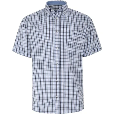 Image of KAM Classic Gingham Shirt Short Sleeve Casual Chest Pocket Collared Mens Plus Size 2XL 8XL 6287 (UK, Alpha, 5XL, Plus, Regular, Blue)