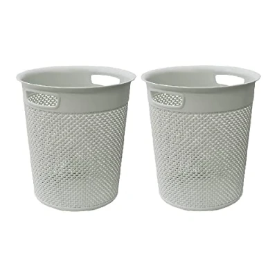 Image of JVL Droplette Design Plastic Bin, 12L, Ice Grey, Set of 2