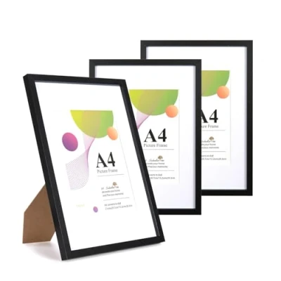Image of Scholar Tree A4 Black Frame 3 Pack,White Picture 21 X 29.7 cm, Frames with Stand Tabletop or Wall Hanging, Wooden Photo 6x8 Mount