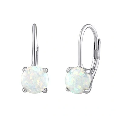 Image of SILVEGO LPS1398W Women 925 Sterling Silver Earrings with White Opal 6 mm