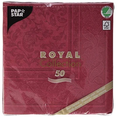 Image of Papstar 11668 50 Serviettes ROYAL Collection 1/4 Fold 40 x cm, Ornaments, Bordeaux