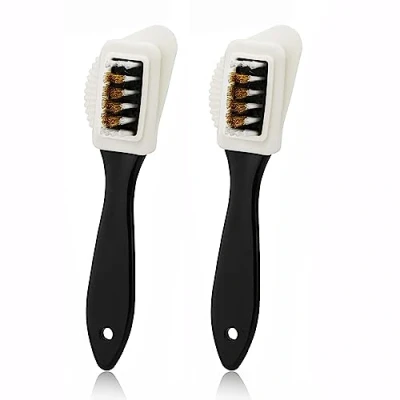 Image of KY Tech 2PCS Suede &amp; Nubuck Brush 4 Sided Shoe Cleaner with Brass Bristles for Clean Shoes Leather Boots