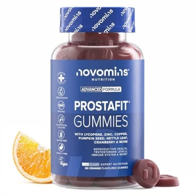 Image of Novomins Prostate Gummies High Strength Nettle Leaf Supplement for Men Support &amp; Urinary Health with Pumpkin Seed, Zinc Vegan Men&#039;s