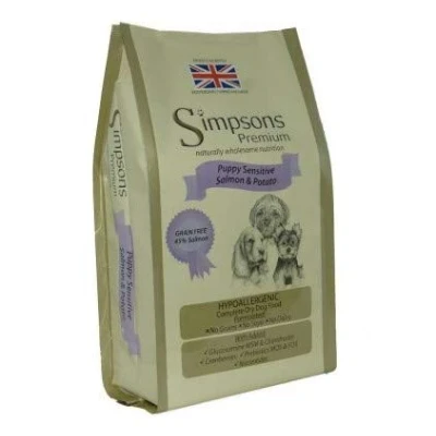 Image of Simpsons Premium Sensitive Puppy Salmon &amp; Potato 2 x 12kg Natural Complete Food with Skin and/or Tummy Balance Grain Free Diet Contains All the Nutrients for Growing