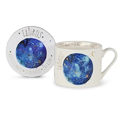 Image of Pyramid International GP86057 Summer Thornton Ceramic Mug Set with Coaster in Presentation Gift Box, Taurus Design, 11oz Capacity