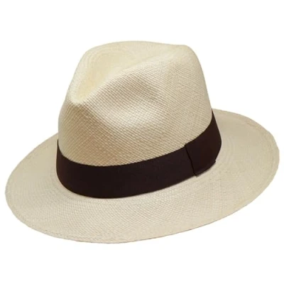 Image of Tumia LAC Traditional Foldable/Rollable Genuine Panama Hat Natural with Brown Band 55cm