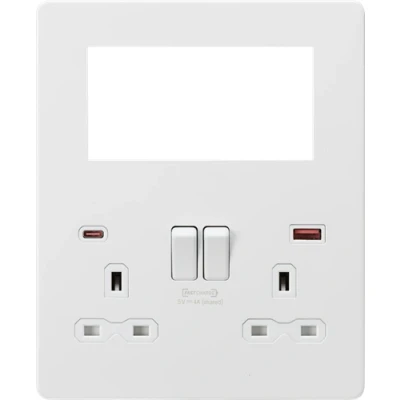 Image of KnightsBridge Screwless Small Multimedia Combination Plate with FASTCHARGE Matt White