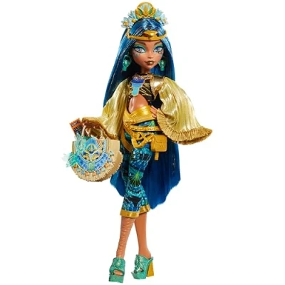 Image of Monster High Cleo De Nile Doll with Glam Fest Outfit and Festival Themed Accessories like Snacks, Band Poster, Statement Bag More