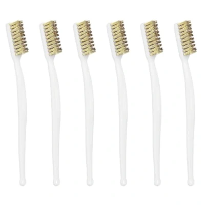 Image of 6 PCS Metal Brush Mini Wire Set Copper Toothbrush with Curved Handle 3D Printer Nozzle Cleaner Tool for Cleaning Welding Slag and Rust