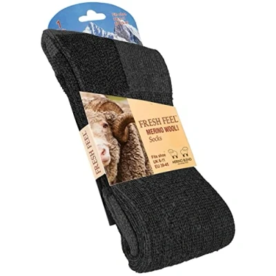 Image of BRAND KRUZE 3 Pairs Mens Merino Wool Socks Heavy Duty Outdoor Soft Warm Thermal Sock UK 6 11 (Black)
