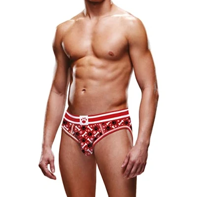 Image of Prowler Red &amp; White Paw Backless Brief, Super Comfy With Elasticated Waist Band (Small)
