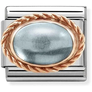 Image of Nomination Rose Gold Blue Topaz Oval Charm